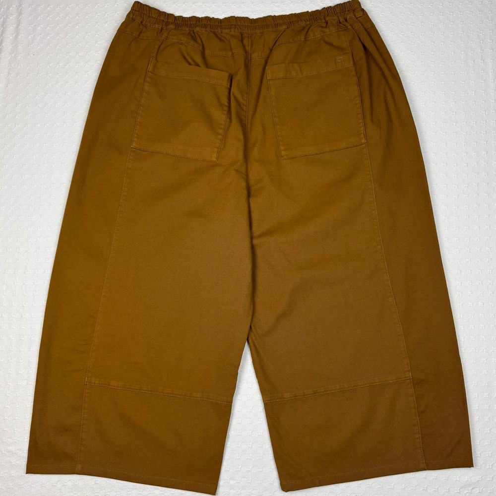 Pilcro Anthropologie Izzie Brown Wide Leg Cropped Pants Women 2X Barrel Pull-On - Picture 2 of 11